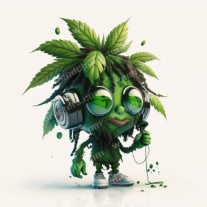 Headphone Weed Man Character