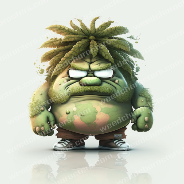 Big Grumpy Weed Head Character