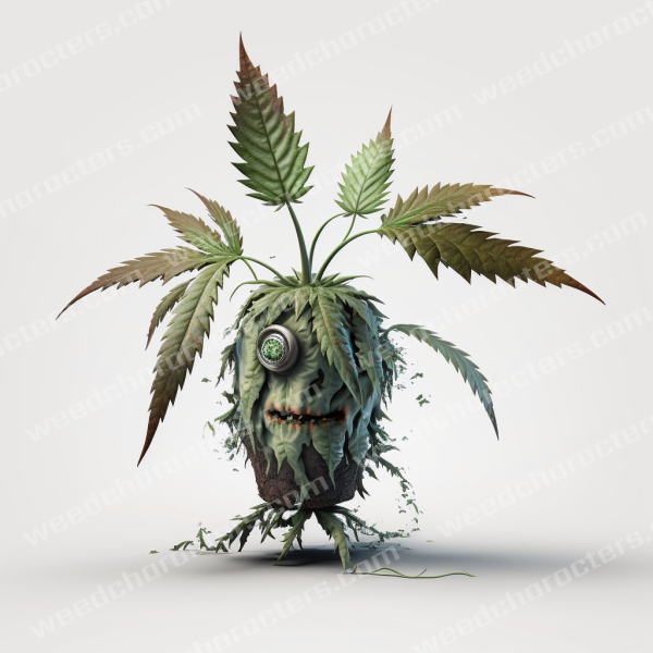 One Eye Bud Weed Leaf Character