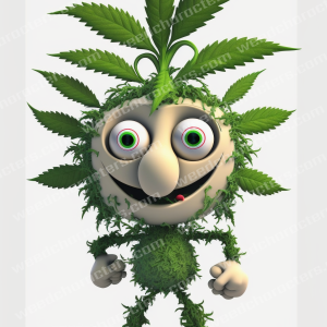Weed Cartoon Character Green Eyes