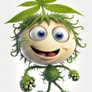 Weed Cartoon Character With Weed Hair