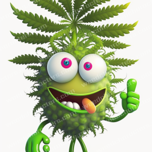 Weed Cartoon Character Thumbs Up