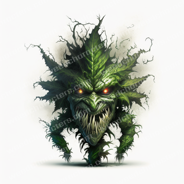 Evil Looking Weed Leaf Character