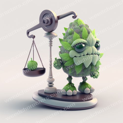 Cannabis Bud On A Scale Weed Character