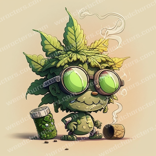 Weed Character With A Bottle