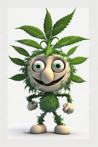 Weed Cartoon Character Green Eyes