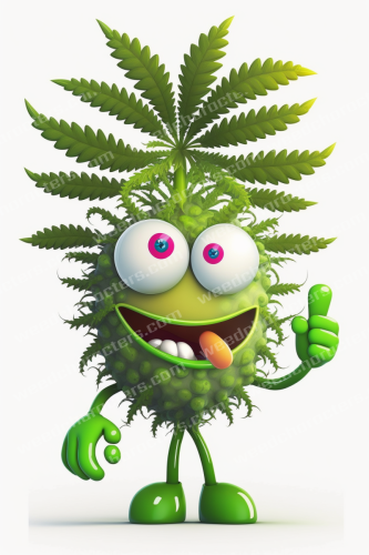 Weed Cartoon Character Thumbs Up