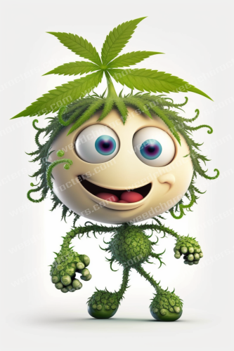 Weed Cartoon Character With Weed Hair