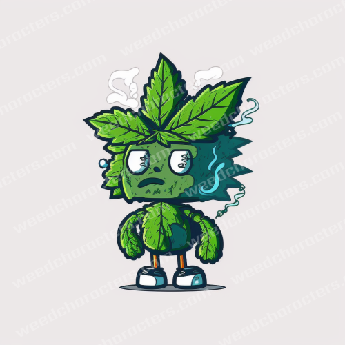 Weed Leaf Cartoon Character Smoking