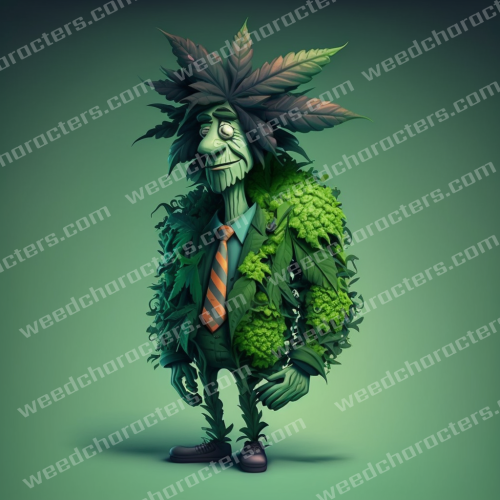 Wood Man Weed Head Character